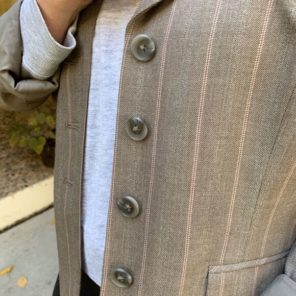 Talbots beige, striped jacket, beautiful shine, barely worn, size 10 - Picture 5 of 10